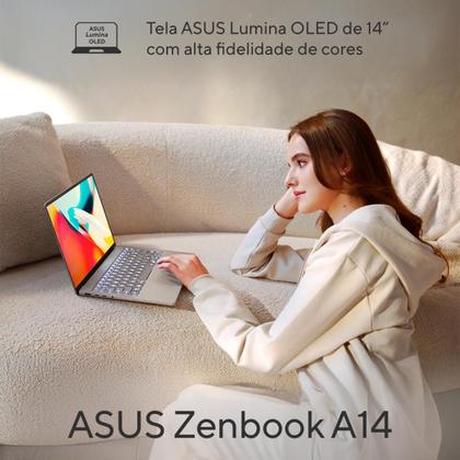 Imagem de Notebook ASUS Zenbook A14 OLED UX3407QA SNAPDRAGON X1 26 100 32Gb Ram 1TB SSD Windows 11 Home Tela 14" FHD Bege - QD391W