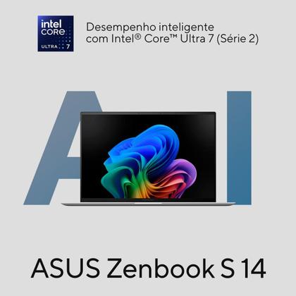 Imagem de Notebook ASUS Zenbook S14 OLED UX5406SA.PZ176W Intel Core Ultra 7 256V 16Gb Ram 1TB SSD Windows 11 Home Tela 14 FHD 120Hz Gray