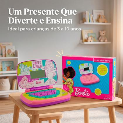 Imagem de Notebook Da Barbie Computador Educativo Bilíngue Para Meninas Atividades E Jogos Diversos Rosa
