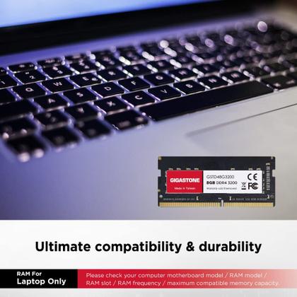 Imagem de Notebook DDR4 RAM Gigastone de 8 GB 3200 MHz SODIMM de 260 pinos