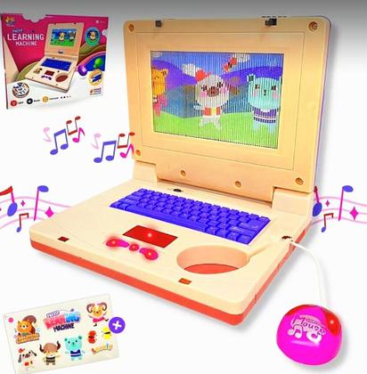 Imagem de Notebook De Brinquedo Laptop Educativo Computador Infantil Eletrônico Rosa Com Som e Luzes
