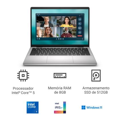 Imagem de Notebook Dell 14" FHD+ Intel Core 5 120U 8GB 512GB SSD Windows 11 Prata DC14-C5120U-C10 + 1Y Onsite +Complete Care