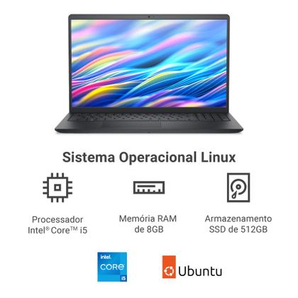 Imagem de Notebook Dell 15 DC15-I51334U-U50M 15.6" Full HD 13ª Gen Intel Ci5 8GB 512GB Linux Preto Garantia Local + Mouse