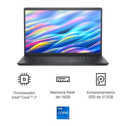 Imagem de Notebook Dell 15 I DC15-i71355U-U90 15.6" Full HD 13ª Gen Intel Core i7 16GB 512GB SSD Ubuntu Linux Preto Carbono