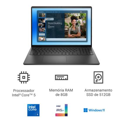 Imagem de Notebook Dell 16" FHD+ Intel Core 5 120U 8GB 512GB SSD Windows 11 Preto DC16-C5120U-M10