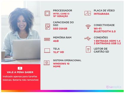 Imagem de Notebook Dell Inspiron 15 3000 3501-A25P - Intel Core i3 4GB 256GB SSD 15,6” LED Windows 10