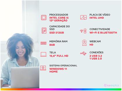 Notebook Dell Inspiron 15 I15-I120K-A25P Intel Core i5 8GB RAM 512GB SSD 15,6" Full HD Windows 11 Imagem de Notebook Dell Inspiron 15 I15-I120K-A25P Intel Core i5 8GB RAM 512GB SSD 15,6" Full HD Windows 11