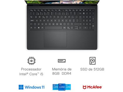 Notebook Dell Inspiron 15 I15-I120K-A25P Intel Core i5 8GB RAM 512GB SSD 15,6" Full HD Windows 11 Imagem de Notebook Dell Inspiron 15 I15-I120K-A25P Intel Core i5 8GB RAM 512GB SSD 15,6" Full HD Windows 11