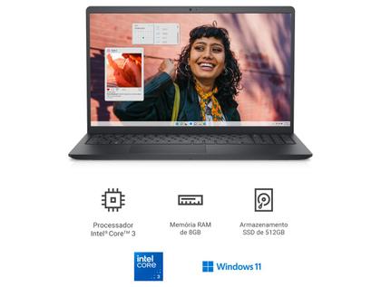 Imagem de Notebook Dell Inspiron 15 I15-I3100-A15P Intel Core 3 8GB RAM 512GB SSD 15,6" Full HD Windows 11 I15-I3100-A15P