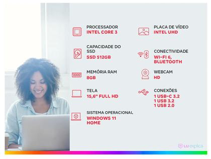 Imagem de Notebook Dell Inspiron 15 Intel Core 3 8GB RAM