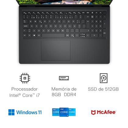 Notebook Dell Inspiron I15-I120K-M40P 15.6" Full HD 12ª Geração Intel Core i7 8GB 512GB SSD Windows 11 Preto Imagem de Notebook Dell Inspiron I15-I120K-M40P 15.6" Full HD 12ª Geração Intel Core i7 8GB 512GB SSD Windows 11 Preto