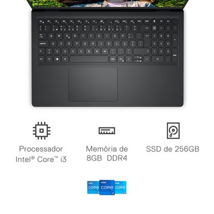 Notebook Dell Inspiron I15-I120K-U10P 15.6" Full HD 12ª Geração Intel Core i3 8GB 256GB SSD Linux Preto Imagem de Notebook Dell Inspiron I15-I120K-U10P 15.6" Full HD 12ª Geração Intel Core i3 8GB 256GB SSD Linux Preto
