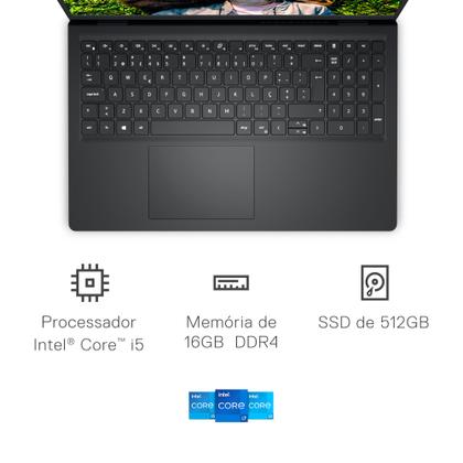 Notebook Dell Inspiron I15-I120K-U30P 15.6" Full HD 12ª Geração Intel Core i5 16GB 512GB SSD Linux Preto Imagem de Notebook Dell Inspiron I15-I120K-U30P 15.6" Full HD 12ª Geração Intel Core i5 16GB 512GB SSD Linux Preto