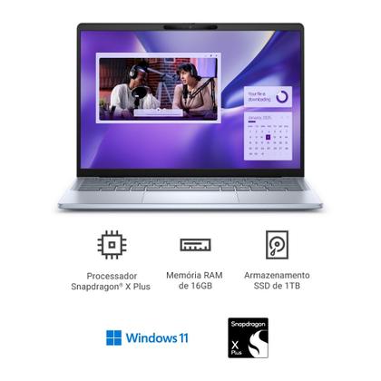 Imagem de Notebook Dell Inspiron Plus I14-QCXPLUS-M20 14" QHD+  Touch Snapdragon X Plus 16GB 1TB SSD Windows 11 Prata Gelo