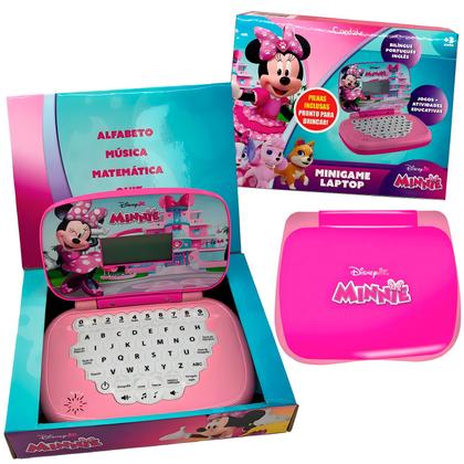 Imagem de Notebook Educativo Infantil Minnie Mouse Disney Menina Bilíngue Brinquedo Didático Inglês Português