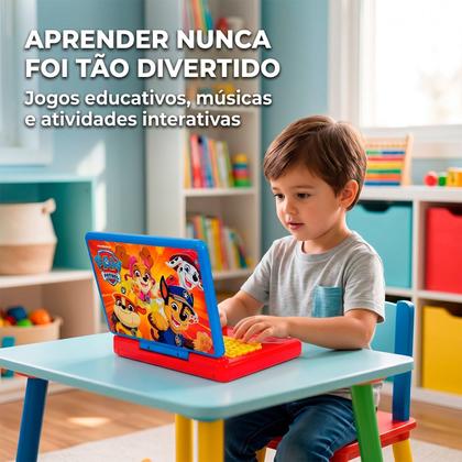Imagem de Notebook Educativo Infantil Patrulha Canina Criança Bilíngue Brinquedo Didático Inglês Português