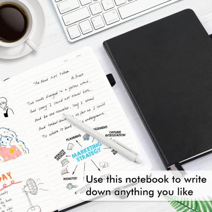 Imagem de Notebook Feela A5 com Capa Dura - Diário Pautado com Suporte para Canetas