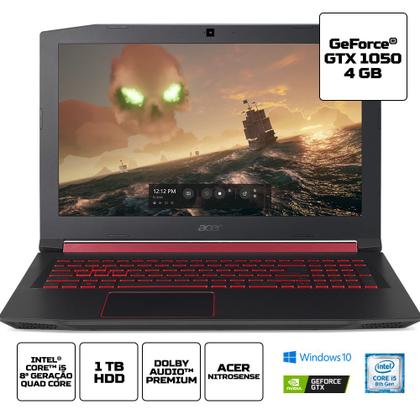 Imagem de Notebook Gamer Acer Nitro 5 An515-52-52bw GeForce GTX 1050  Intel Core i5-8300H 8ª Geração RAM de 8GB HD de 1TB Tela de 15.6” FHD Windows 10