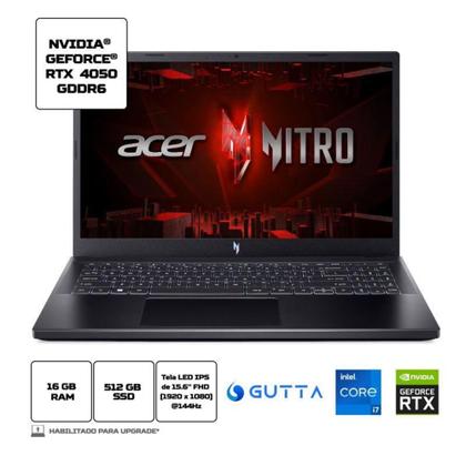 Imagem de Notebook Gamer Acer Nitro V ANV15-51-7037 i7 13ªGen Linux Gutta 16GB 512GB SSD RTX4050 15.6' FHD