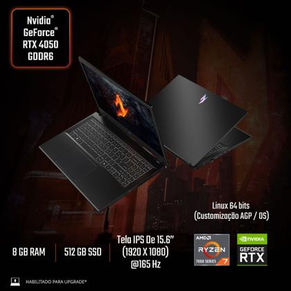 Imagem de Notebook Gamer Acer Nitro V15 ANV15-41-R6J0 AMD Ryzen 7 7735HS 8GB RAM 512GB SSD RTX 4050 Linux