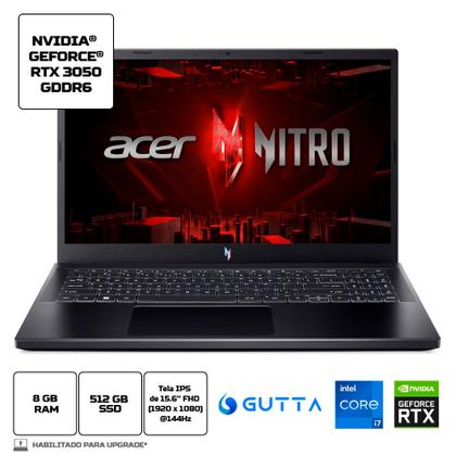 Imagem de Notebook Gamer Acer Nitro V15 ANV15-51-7837, Core i7-13620H, 8GB RAM DDR5, 512GB SSD, Tela IPS 144Hz, RTX 3050, Linux