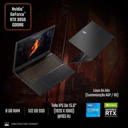 Imagem de Notebook Gamer Acer Nitro V15 Intel Core i5 13420H 15.6" LED IPS RTX3050 512GB SSD 8GB RAM Linux 64 + Ubook kit 20 Livros Digitais