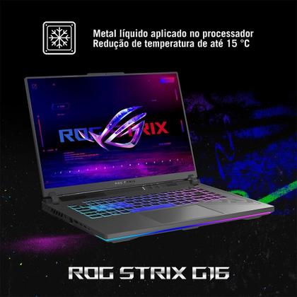 Imagem de Notebook Gamer ASUS Rog Strix G16 Intel Core I7, 8gb Ram, GeForce Rtx 4050, Ssd 512gb, 16" Fhd, 165hz, Keepos, Eclipse Gray - G614ju-N3367