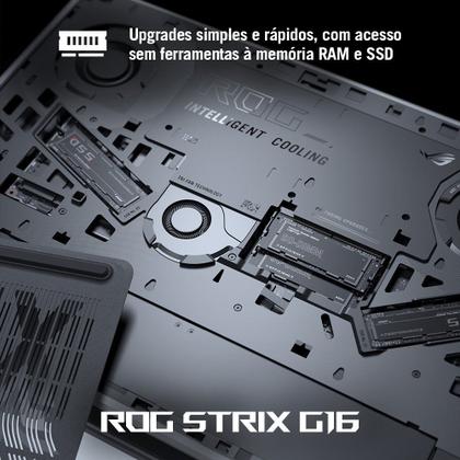 Imagem de Notebook Gamer ASUS ROG Strix G16, Intel Core i9 14900HX, RTX5060, 16GB, 512 SSD, W11 Home, 16" FHD 240Hz, Cinza Eclipse - G615JMR-S5001W