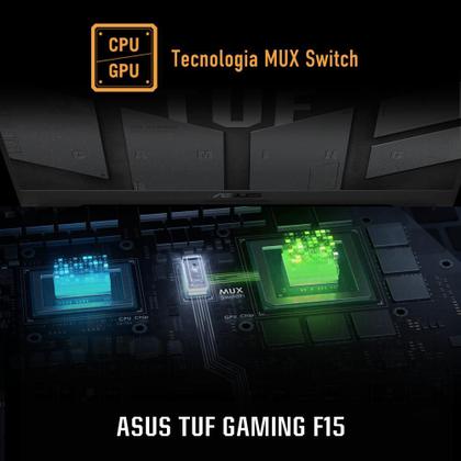 Imagem de Notebook Gamer ASUS TUF Gaming F15 FX507ZC4 RTX 3050 Intel Core i5 12500H 8Gb Ram 512Gb SSD Linux KeepOS Tela 15,60" 144Hz Gray - HN100