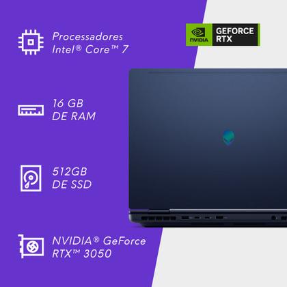 Imagem de Notebook Gamer Dell Alienware 16 Aurora AC16250 AC16-C7240H-M30 16" WQXGA Intel Core7 16GB 512GBSSD NVIDIA RTX3050 Win11