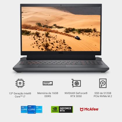 Notebook Gamer Dell G15-i1300-M55P 15.6" FHD 13ª Geração Intel Core i7 16GB 512GB SSD NVIDIA RTX 3050 Windows 11 Imagem de Notebook Gamer Dell G15-i1300-M55P 15.6" FHD 13ª Geração Intel Core i7 16GB 512GB SSD NVIDIA RTX 3050 Windows 11