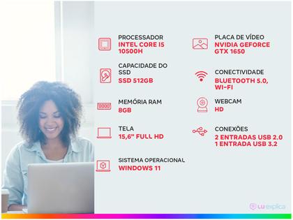 Imagem de Notebook Gamer Dell G15 Intel Core i5 8GB 512GB SSD 15,6” Full HD NVIDIA GTX 1650 4GB Windows 11 G15-I1000-A20