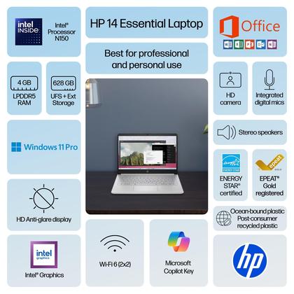 Imagem de Notebook HP 14" Intel N150 4GB DDR5 628GB Windows 11 Pro