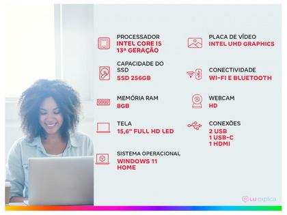 Imagem de Notebook HP 256R G9 Intel Core i5 1334U 8GB RAM 256GB SSD 15,6” Windows 11 Intel UHD Graphics BQ9L1AT#AK4