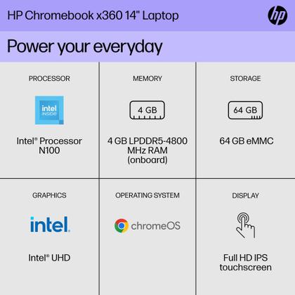 Imagem de Notebook HP Chromebook x360 14" HD com tela sensível ao toque SSD de 4 GB/64 GB