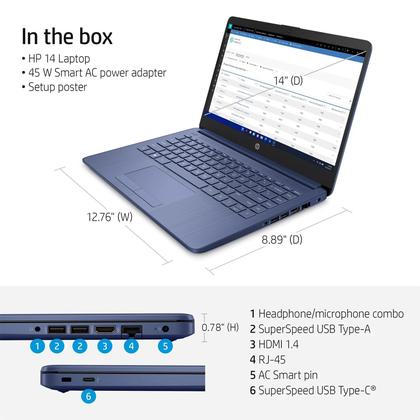 Imagem de Notebook HP Portable 14" HD Intel Celeron N4120 8GB RAM 64GB