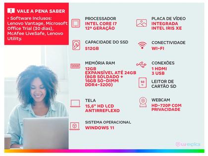 Imagem de Notebook Lenovo IdeaPad 1i Intel Core i7 12GB RAM
