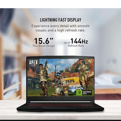 Imagem de Notebook msi thin gf63 12vf 436us 15.6 polegadas intel core i7 12650h 16gb ram 512gb ssd con rtx 4060 de 8gb preto