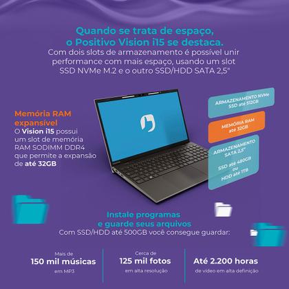 Imagem de Notebook Positivo Vision i15 Intel Core i5 1135G7 8gb 256gb Ssd Linux 15.6"