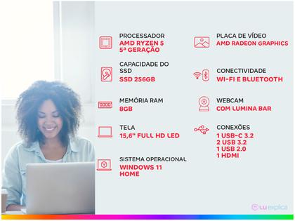 Imagem de Notebook Positivo Vision R15 R58256 A-15 AMD Ryzen 5 8GB RAM SSD 256GB 15,6" Full HD Windows 11 3002880