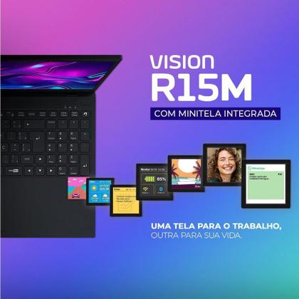 Imagem de Notebook Positivo Vision R15M AMD Ryzen 7-5825U Linux 8GB RAM 256GB SSD Wi-Fi 6 15” Full HD IPS Minitela - Preto