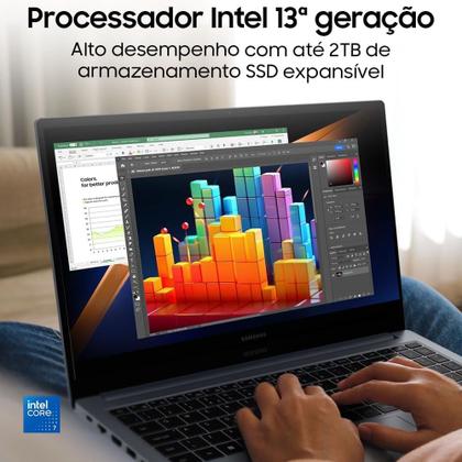 Imagem de Notebook Samsung Galaxy Book4, Intel Core i5-1335U, 8GB RAM, 256GB SSD, Tela 15,6”, Windows 11, Grafite - NP750XGJ-KG4BR