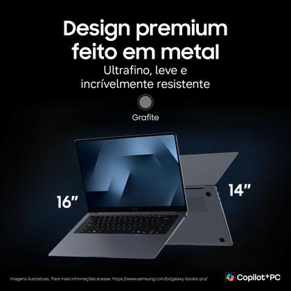 Imagem de Notebook Samsung Galaxy Book6 Pro 16" AMOLED Copilot+ PC, Windows 11 Home, Ultra X7, 32GB, 1TB SSD, Arc B390, 1.59 kg