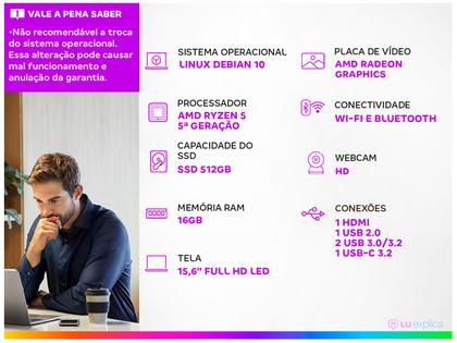 Imagem de Notebook Vaio AMD Ryzen 5 16GB RAM SSD 512GB