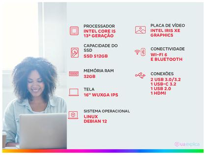 Imagem de Notebook VAIO FE 16 Intel Core i5-1334U Linux 32GB RAM 512GB SSD Tela 16" IPS WUXGA Antirreflexo Cinza Grafite VJFE62F11X-B0111H