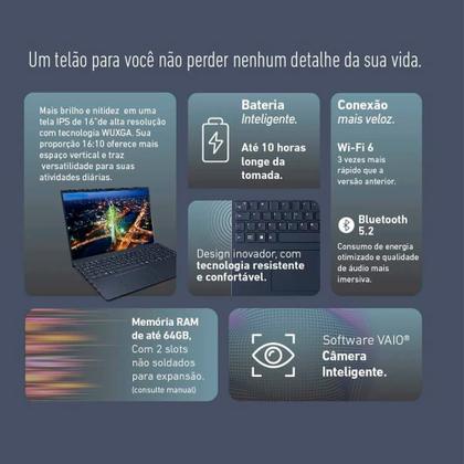 Imagem de Notebook Vaio FE 16 Intel Core i5 1335U 8gb 512gb Ssd Linux 16"