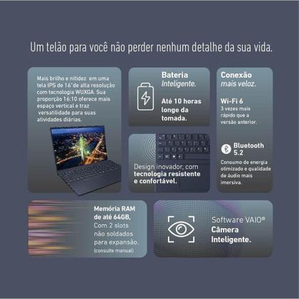 Notebook VAIO FE16 AMD Ryzen 7-5825U Linux 8GB RAM 512GB SSD 16