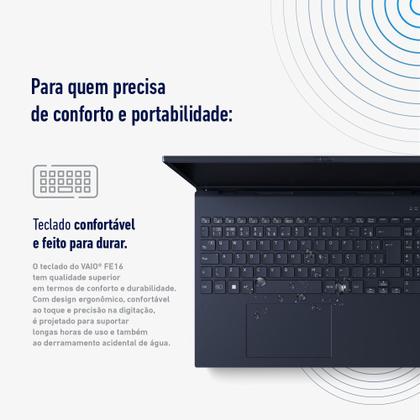 Imagem de Notebook VAIO FE16 Intel Core i7-1355U Linux 32GB RAM 512GB SSD 16" IPS WUXGA Antirreflexo - Cinza Grafite