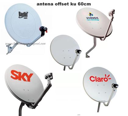 Imagem de Nova Antena Parabólica 60cm +2 Recepitores Digital Bedinsat Bs9900