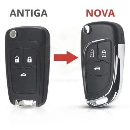 Imagem de Nova Chave Canivete Chevrolet 3 botões Gm Adaptação Onix Cruze Cobalt S10 Tracker Spin Prisma